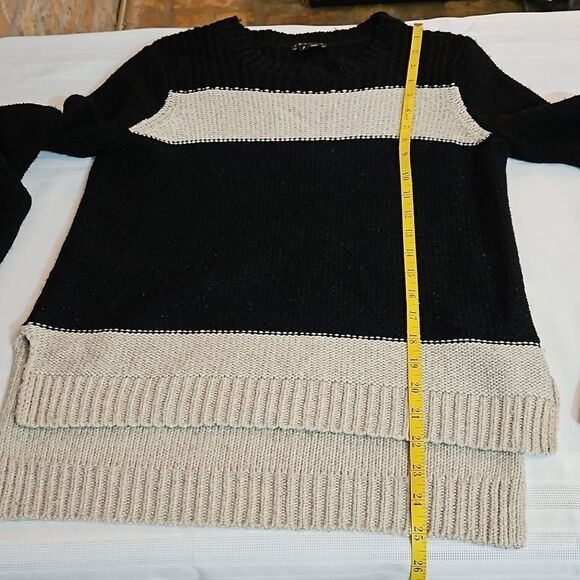 Theory Komon Sparkler black & cream wool/silk blend sweater size Small - Picture 12 of 12